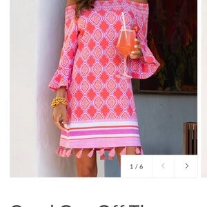 Cabana Life Pink Mini Sundress with Bell Sleeves and Off the Shoulder Neckline